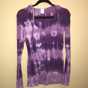Tie dye long sleeve hooded top